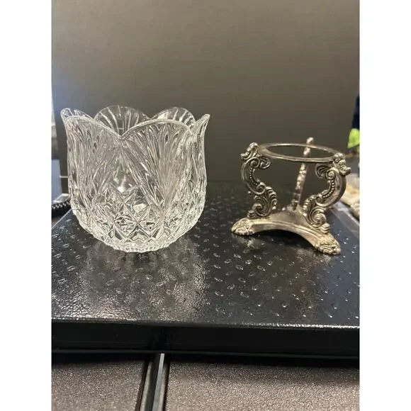 Godinger Lead Crystal Candle Holder - Picture 2 of 4